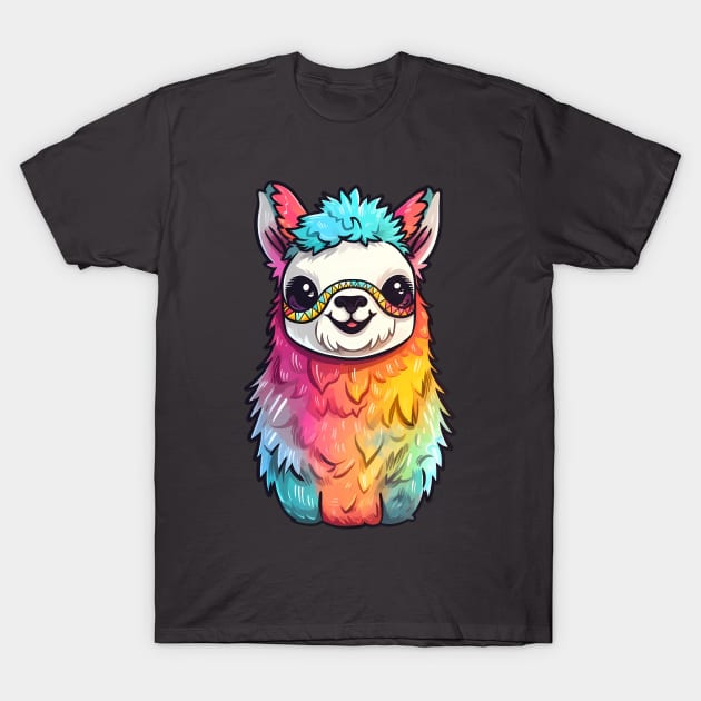 Colorful Rainbow Llama T-Shirt by ObscureDesigns